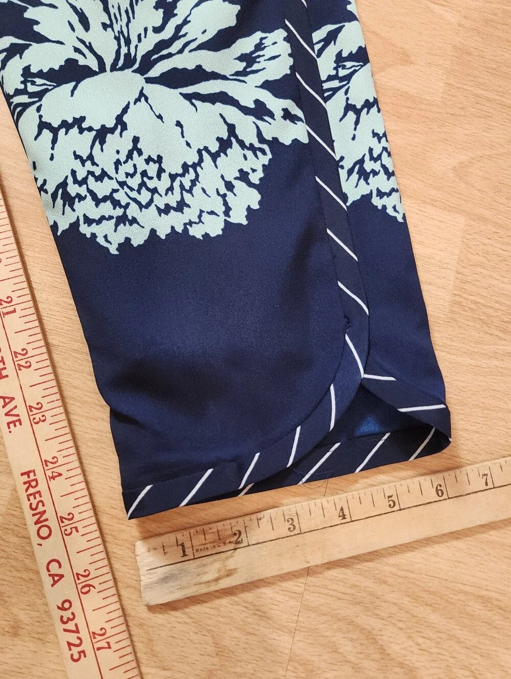 J. Crew Pull On Reese Pants Lined Navy Blue Floral Peony Women's Size 8